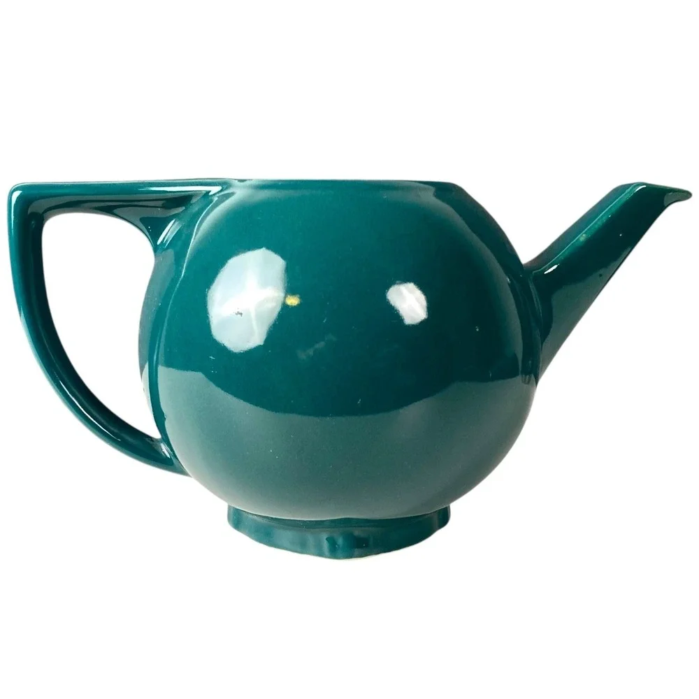 Vintage Hall China Teal Green Ceramic Teapot Base Only Made in‎ USA MCM Art Deco